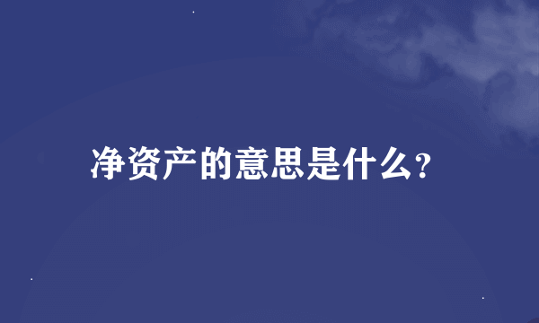 净资产的意思是什么？