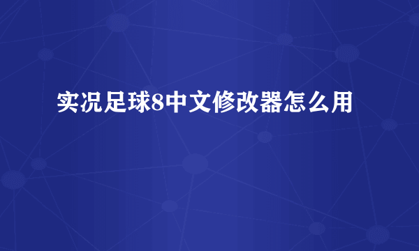 实况足球8中文修改器怎么用