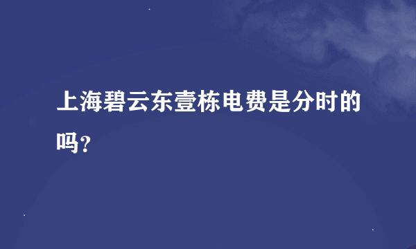 上海碧云东壹栋电费是分时的吗？