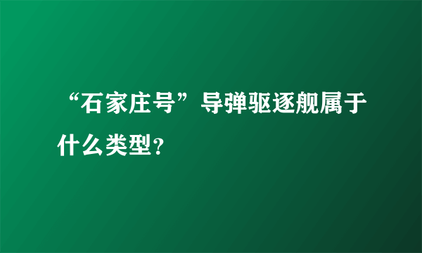 “石家庄号”导弹驱逐舰属于什么类型？