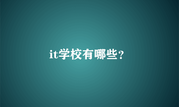 it学校有哪些？