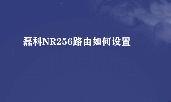 磊科NR256路由如何设置