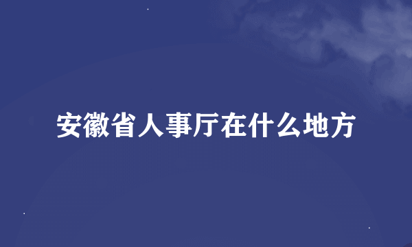 安徽省人事厅在什么地方