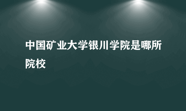 中国矿业大学银川学院是哪所院校