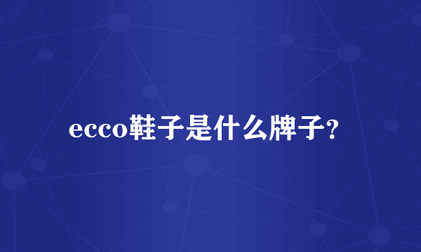 ecco鞋子是什么牌子？