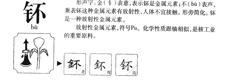 钚字怎么读