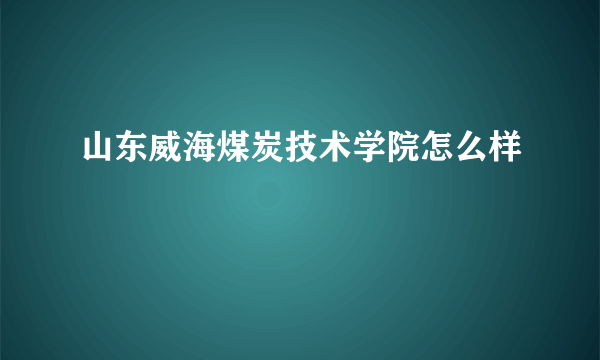 山东威海煤炭技术学院怎么样