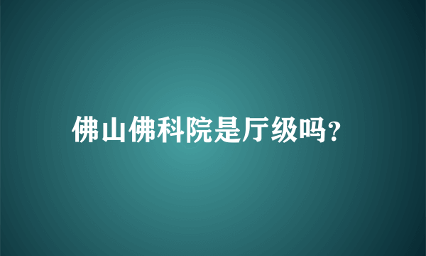 佛山佛科院是厅级吗？