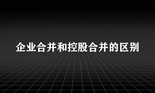 企业合并和控股合并的区别