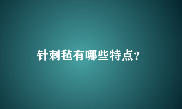 针刺毡有哪些特点？