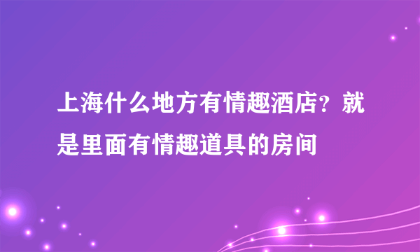 上海什么地方有情趣酒店？就是里面有情趣道具的房间