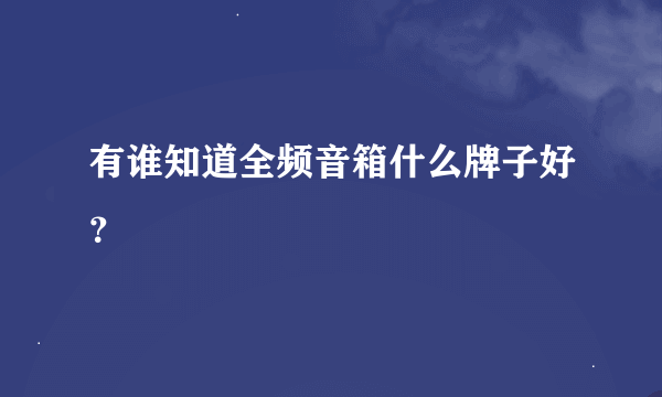 有谁知道全频音箱什么牌子好？