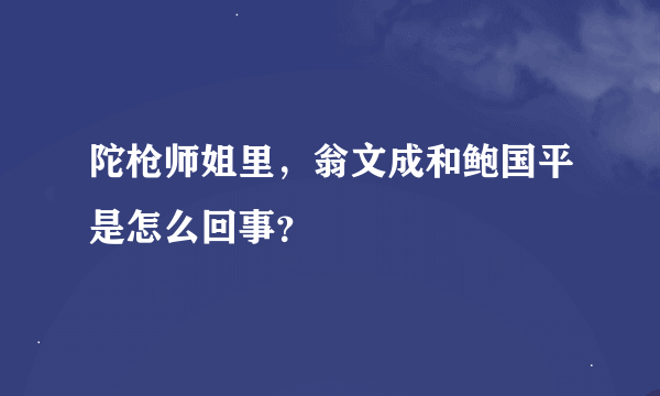 陀枪师姐里，翁文成和鲍国平是怎么回事？