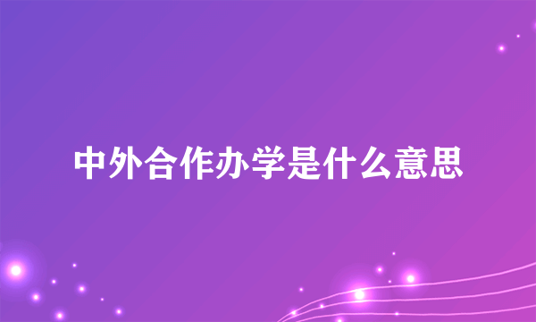 中外合作办学是什么意思