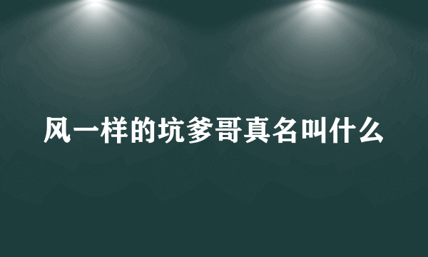 风一样的坑爹哥真名叫什么