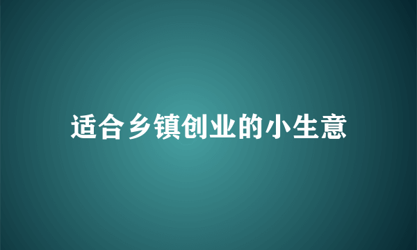 适合乡镇创业的小生意