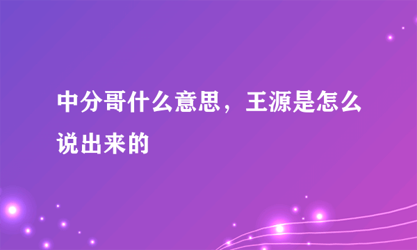 中分哥什么意思，王源是怎么说出来的