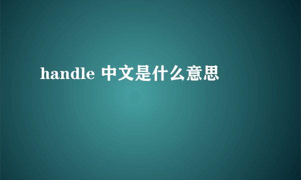 handle 中文是什么意思