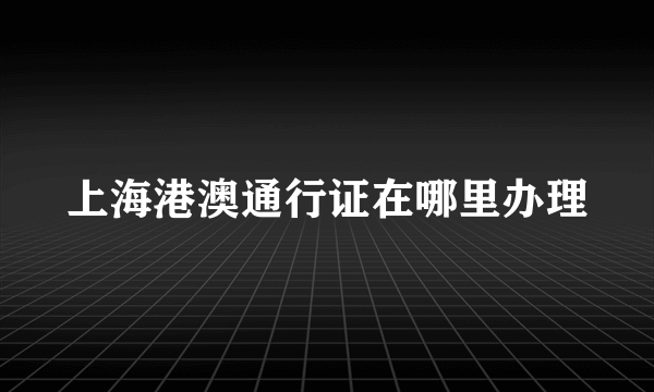 上海港澳通行证在哪里办理