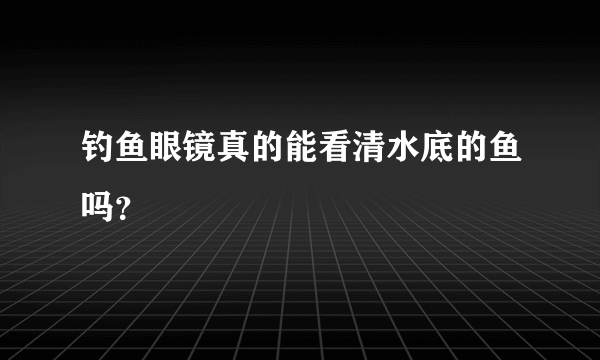 钓鱼眼镜真的能看清水底的鱼吗？