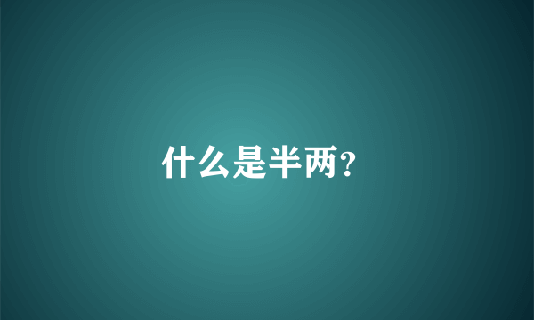 什么是半两？