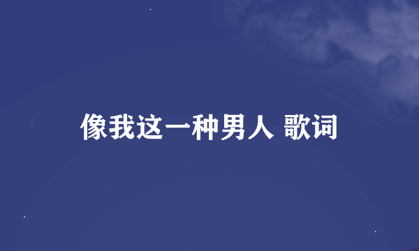 像我这一种男人 歌词