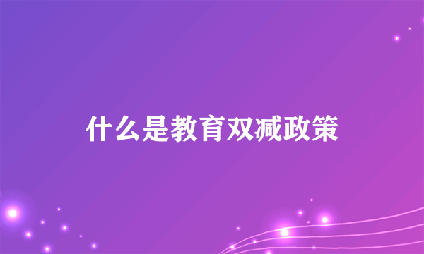 什么是教育双减政策