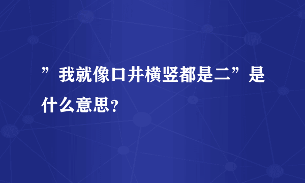 ”我就像口井横竖都是二”是什么意思？