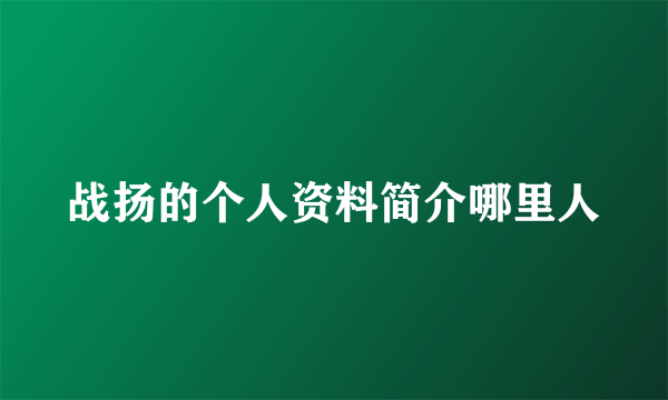 战扬的个人资料简介哪里人