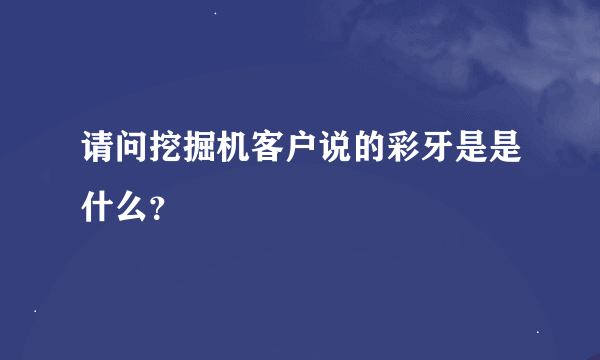 请问挖掘机客户说的彩牙是是什么？