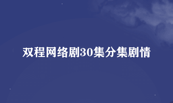 双程网络剧30集分集剧情