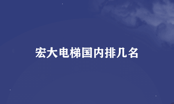 宏大电梯国内排几名