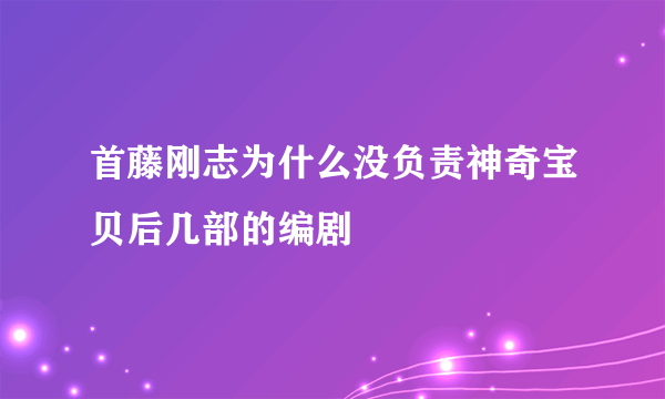 首藤刚志为什么没负责神奇宝贝后几部的编剧