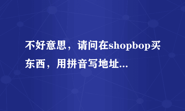 不好意思，请问在shopbop买东西，用拼音写地址，例如“中国上海市淮海中路300号508室”，应该怎么填写哩？