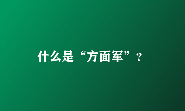 什么是“方面军”？