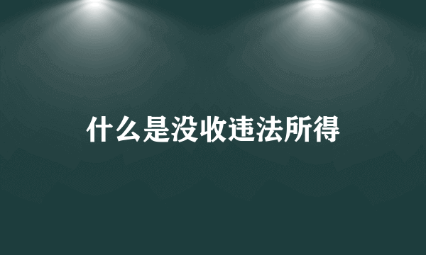 什么是没收违法所得