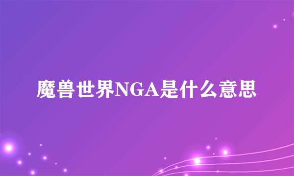 魔兽世界NGA是什么意思