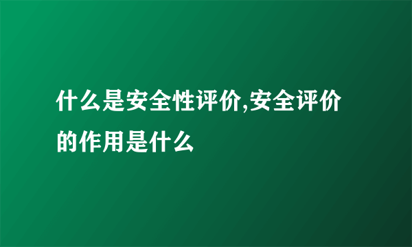 什么是安全性评价,安全评价的作用是什么