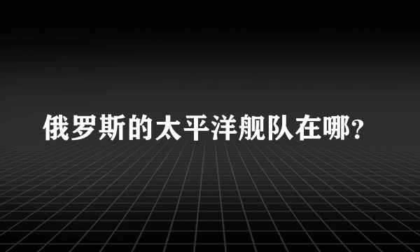 俄罗斯的太平洋舰队在哪？