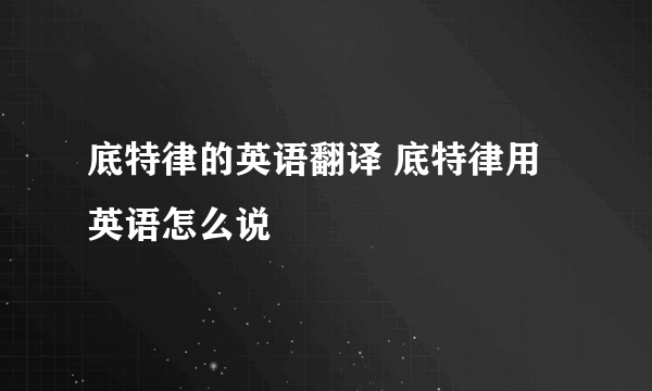 底特律的英语翻译 底特律用英语怎么说