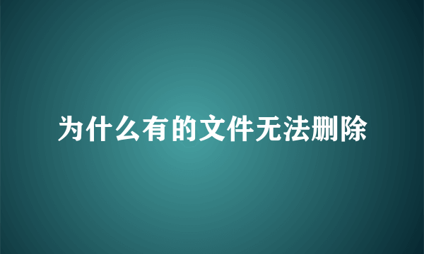 为什么有的文件无法删除