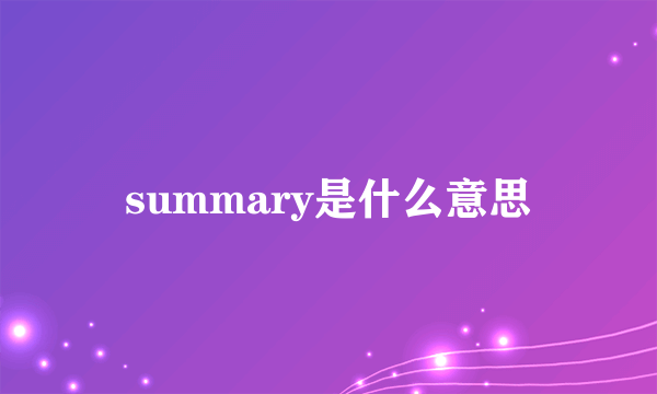 summary是什么意思