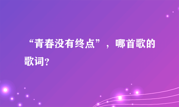 “青春没有终点”，哪首歌的歌词？