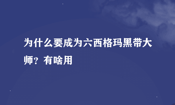 为什么要成为六西格玛黑带大师？有啥用