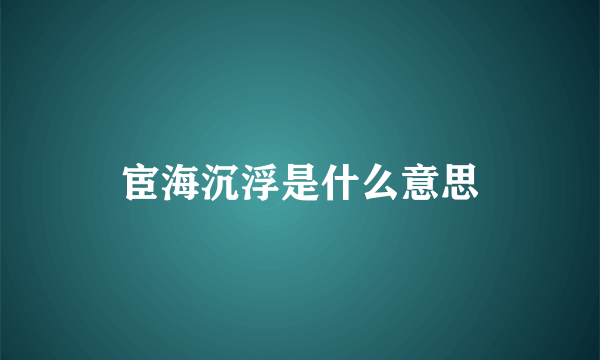 宦海沉浮是什么意思