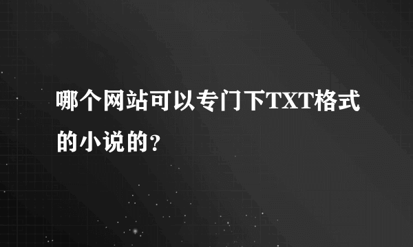 哪个网站可以专门下TXT格式的小说的？