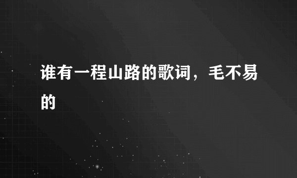 谁有一程山路的歌词，毛不易的