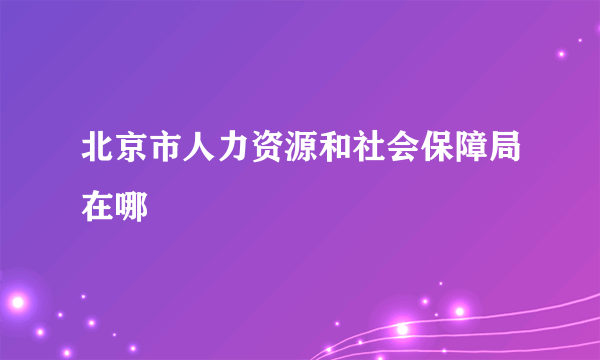 北京市人力资源和社会保障局在哪