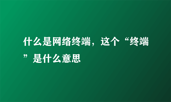 什么是网络终端，这个“终端”是什么意思