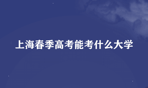 上海春季高考能考什么大学